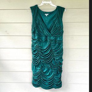 a pea in the pod maternity sleeveless green cocktail dress, size large, EUC